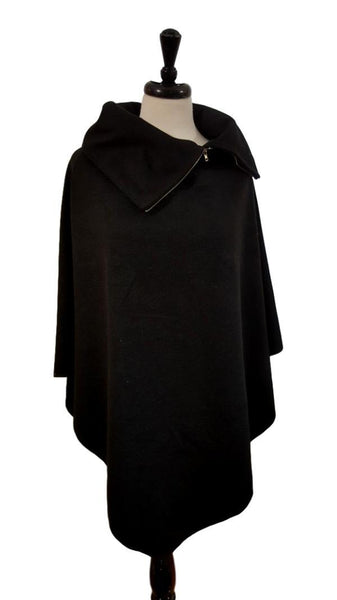 Zip Neck Poncho | Orange Scarf