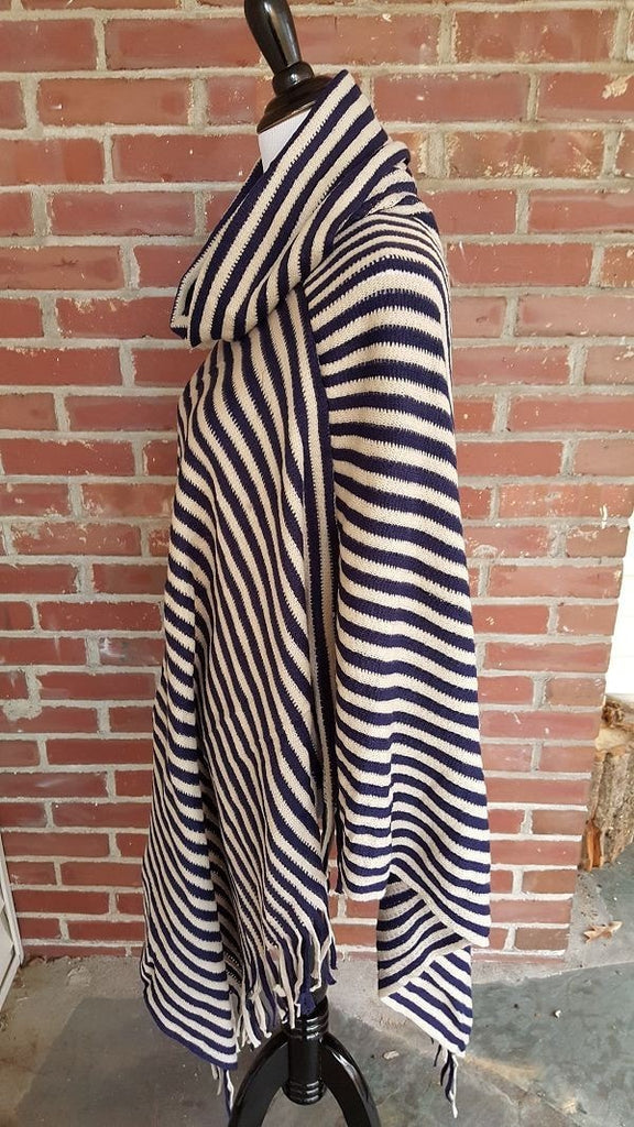 Drape neck striped poncho