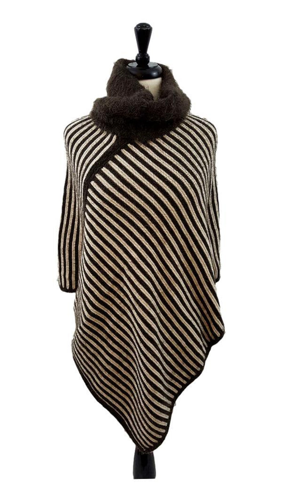 Fuzzy striped poncho