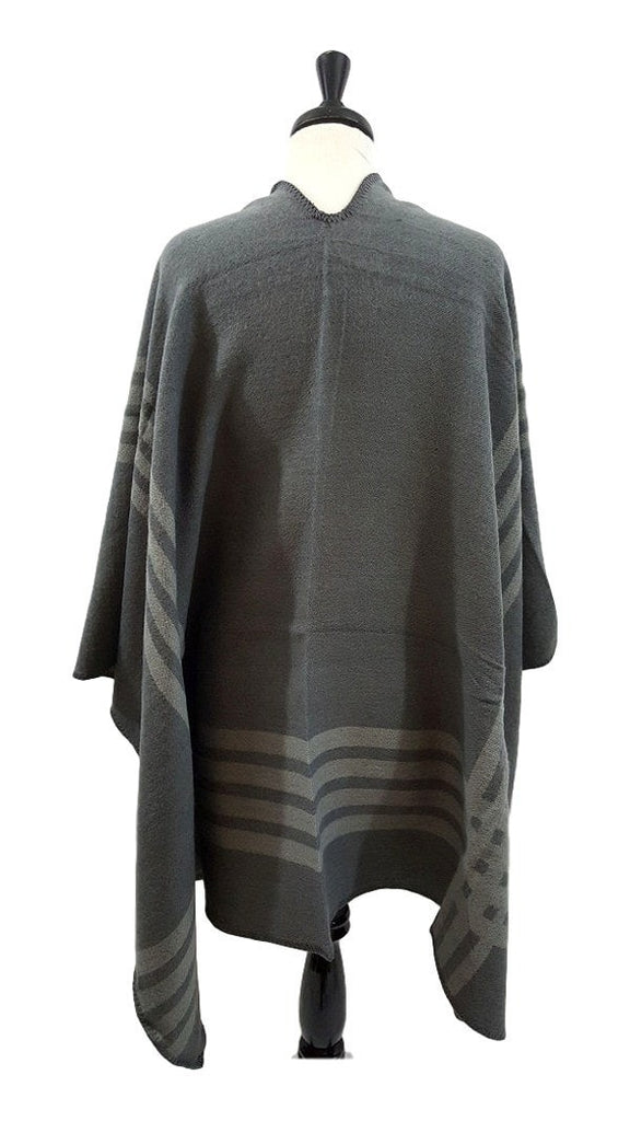 Striped blanket ruana
